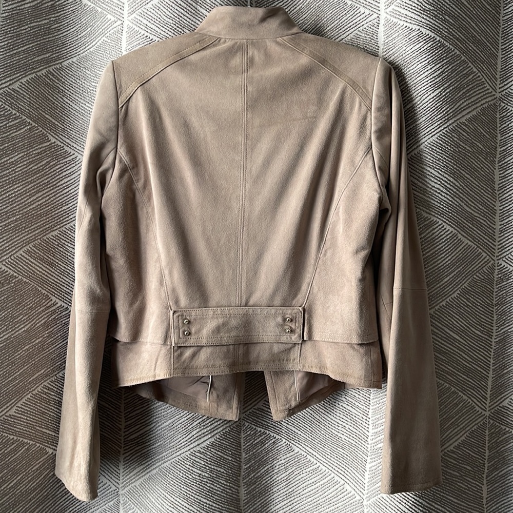 WHBM Suede Flounce Front Jacket Tan XXSP - Picture 10 of 16